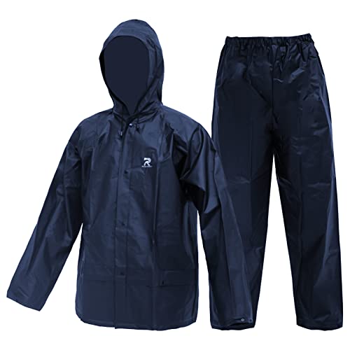 CHRUOXUAN Ultra-Lite Regenanzug Schutz Regenbekleidung Regen Coar Regenausrüstung Wasserdichter Regenanzug für Klettern, Radfahren, Landwirtschaft, Wandern (Navy,XXL) von CHRUOXUAN