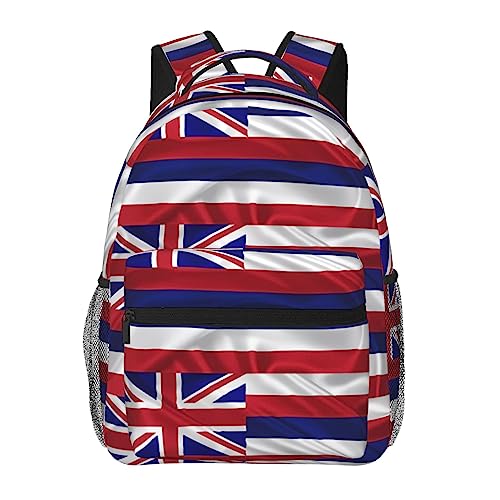 CHRYSM Rucksack für Mädchen, Jungen, Teenager, Schultasche, Büchertasche, Retro, Kanada-Flagge, Tagesrucksack für High School, Uni, Reisen, Arbeit, Flagge Hawaii Amerikanische Flagge, One size von CHRYSM