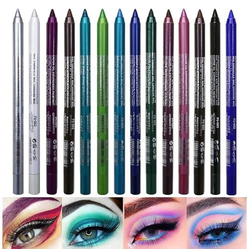 14 Farben Lidschatten Stift Lidschatten Bleistift Lidschatten Set Eyeshadow Pen Lidschatten-Stick Glänzende Schattenstäbe Wasserdicht Langlebig Schnell Trocknend, Make-up-Geschenk für Frauen von CHSEEO