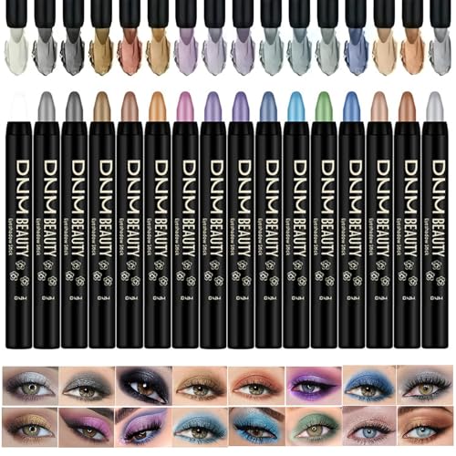 16 Farben Lidschatten Stift Lidschatten Bleistift Lidschatten Set Eyeshadow Pen Lidschatten-Stick Glänzende Schattenstäbe Wasserdicht Langlebig Schnell Trocknend, Make-up-Geschenk für Frauen von CHSEEO