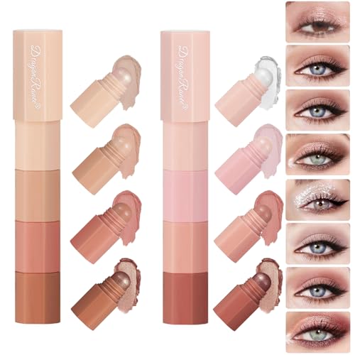 2 Farben Lidschatten Stift Lidschatten Bleistift Lidschatten Set Eyeshadow Pen Lidschatten-Stick Glänzende Schattenstäbe Wasserdicht Langlebig Schnell Trocknend, Make-up-Geschenk für Frauen von CHSEEO