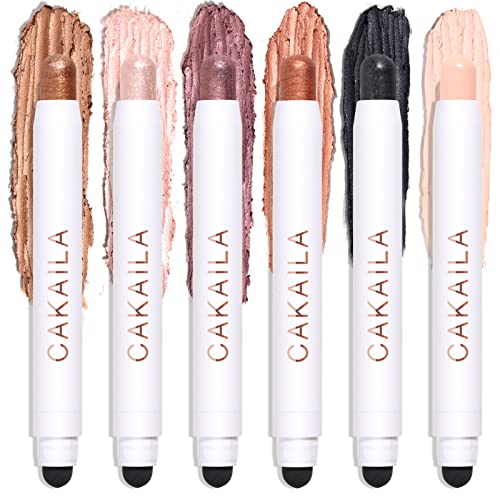 6 Farben Lidschatten Stift Lidschatten Bleistift Lidschatten Set Eyeshadow Pen Lidschatten-Stick Glänzende Schattenstäbe Wasserdicht Langlebig Schnell Trocknend, Make-up-Geschenk für Frauen von CHSEEO