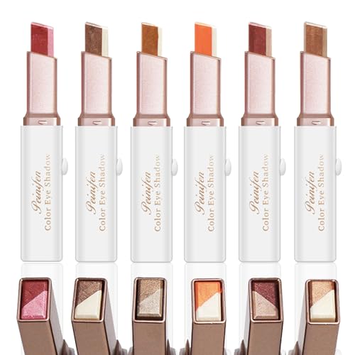 6 Farben Lidschatten Stift Lidschatten Bleistift Lidschatten Set Eyeshadow Pen Lidschatten-Stick Glänzende Schattenstäbe Wasserdicht Langlebig Schnell Trocknend, Make-up-Geschenk für Frauen von CHSEEO
