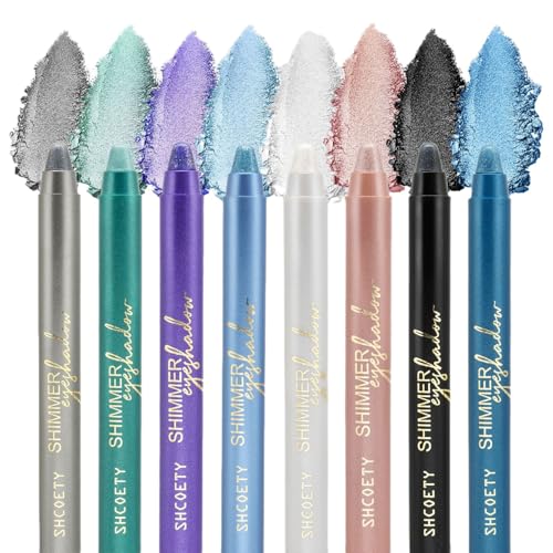 8 Farben Lidschatten Stift Lidschatten Bleistift Lidschatten Set Eyeshadow Pen Lidschatten-Stick Glänzende Schattenstäbe Wasserdicht Langlebig Schnell Trocknend, Make-up-Geschenk für Frauen von CHSEEO