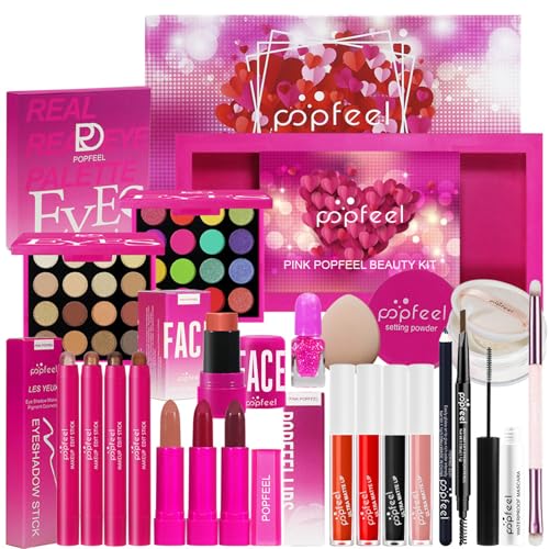 All in One Make Up Set, Make-up Sets, Schminke Set für Frauen, Makeup Set Starter Kit Kosmetik Schmink Set mit Lidschatten Palette, Lippenstift, Eyeliner, Mascara, Pinsel Für Frauen Mädchen von CHSEEO