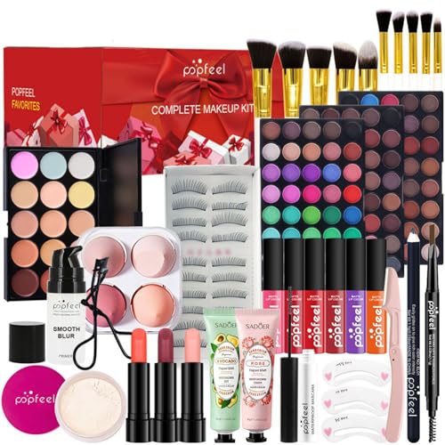 All in One Make Up Set, Make-up Sets, Schminke Set für Frauen, Makeup Set Starter Kit Kosmetik Schmink Set mit Lidschatten Palette, Lippenstift, Eyeliner, Mascara, Pinsel Für Frauen Mädchen von CHSEEO