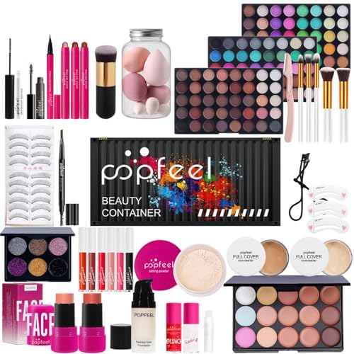 All in One Make Up Set, Make-up Sets, Schminke Set für Frauen, Makeup Set Starter Kit Kosmetik Schmink Set mit Lidschatten Palette, Lippenstift, Eyeliner, Mascara, Pinsel Für Frauen Mädchen von CHSEEO