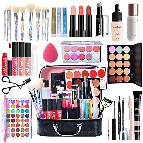 CHSEEO 34 Stück Mehrzweck Make-up-Set All-in-One Make-up-Geschenkset Kosmetik-Palette Starter Kit Lipgloss Blush Brush Lidschatten-Palette Hochpigmentierte Für Frauen Mädchen von CHSEEO