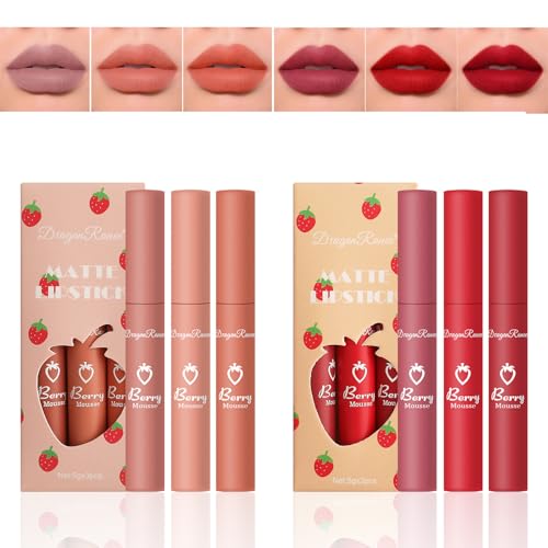 CHSEEO 6 Farben Lippenstift Set Matt, feuchtigkeitsspendender wasserdicht tragbar, niedlicher Mini-Lippenstift in Kapselform Geschenkbox Schönheitskosmetik Kosmetika Geschenk für Mädchen Frauen #7 von CHSEEO