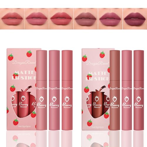 CHSEEO 6 Farben Lippenstift Set Matt, feuchtigkeitsspendender wasserdicht tragbar, niedlicher Mini-Lippenstift in Kapselform Geschenkbox Schönheitskosmetik Kosmetika Geschenk für Mädchen Frauen #8 von CHSEEO