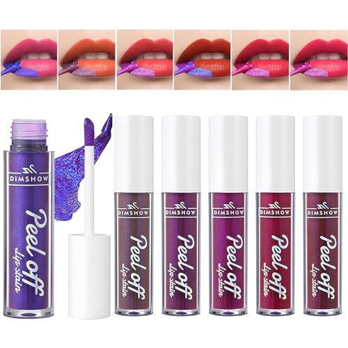 CHSEEO 6 Farben Peel Off Lip Stain Set, Magic Tattoo Lipgloss Set Lip Tint, Non-Stick Easy Peel Off Matt Waterproof Long Lasting Lipstick, Lippenstift Set Für Frauen Mädchen Womens Girl Makeup #1 von CHSEEO