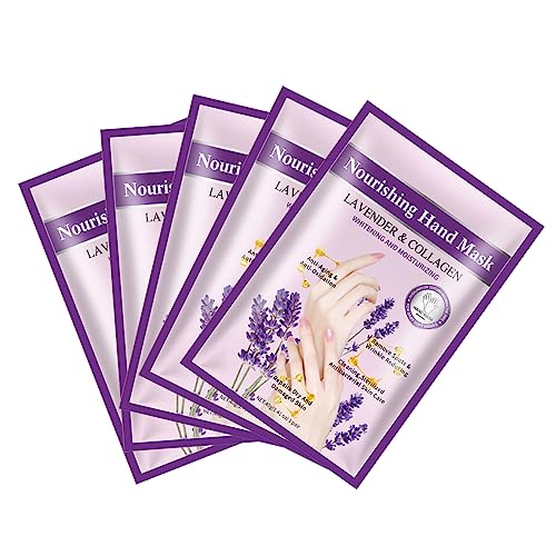 Handmaske, 5 Paar Feuchtigkeitshandschuhe, Handschuhe für die Handpflege Pflegende Regenerierende Peeling-Maske für Trockenes Altern und Rissige Hände, Hand Mask für Frauen und Männer von CHSEEO