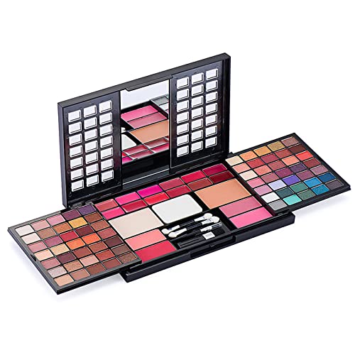 Lidschatten Palette Nudetöne Eyeshadow Make Up Kosmetik kompakte Palette, Professional Makeup Shadow Palette, Schminkkassette mit Lipgloss, Lidschatten, Blush für Profi-und Tägliche von CHSEEO