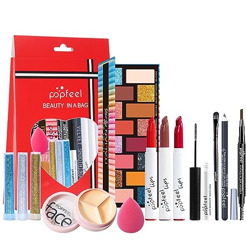 Make-up-Geschenkset Kosmetik-Palette Starter Kit Schminke Set, Make-up Sets mit Schminktasche Schminkkoffer Kosmetik Lidschatten Geburtstags Weihnachten Geschenkset Für Frauen Mädchen von CHSEEO