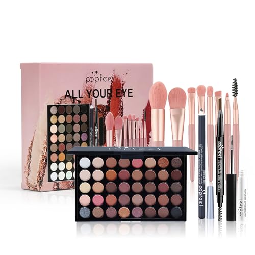 All in One Make Up Set, Schminke Set für Frauen, Makeup Set Starter Kit Multifunktions Kosmetik Schmink Kit mit Lidschatten Palette, Lippenstift, Eyeliner, Mascara, Pinsel Für Frauen Mädchen von CHSEEO