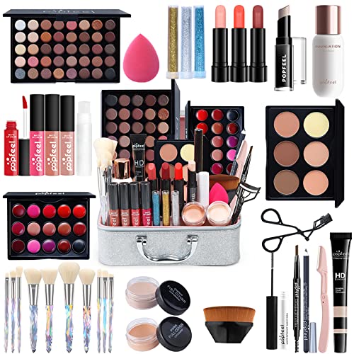 Make-up-Set All-in-One Make-up-Geschenkset Kosmetik-Palette Starter Kit, Make-up Sets mit Schminktasche Schminkkoffer Kosmetik Lidschatten Geburtstags Weihnachten Geschenkset Für Frauen Mädchen von CHSEEO