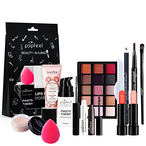 All in One Make Up Set, Schminke Set für Frauen, Makeup Set Starter Kit Multifunktions Kosmetik Schmink Kit mit Lidschatten Palette, Lippenstift, Eyeliner, Mascara, Pinsel Für Frauen Mädchen von CHSEEO