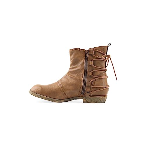 CHSHOER Damen Klassische Mode Strapazierfähige Leder Low Heel Stiefel(Braun,38) von CHSHOER