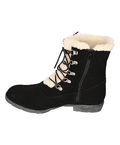 CHSHOER Damen Niedrige Absätze Winter Denim Baumwolle Stiefel(Schwarz,38.5) von CHSHOER