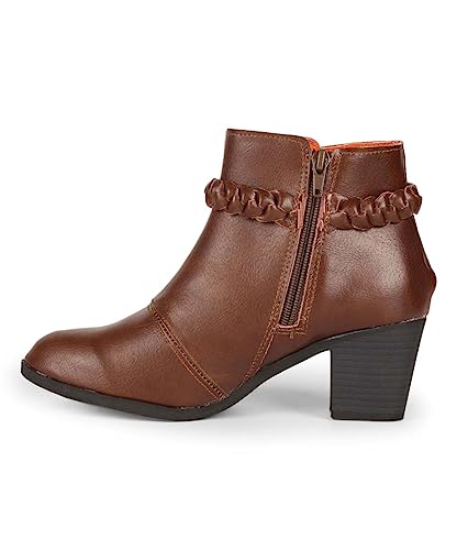 CHSHOER Damen Stiefeletten aus gewebtem Leder mit Blockabsatz(Braun,38.5) von CHSHOER