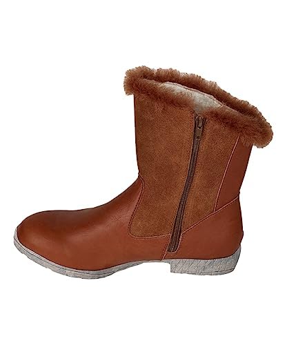 CHSHOER Warm gefütterte Damen Schneestiefel Mid-Tube-Stiefel(Braun,37) von CHSHOER