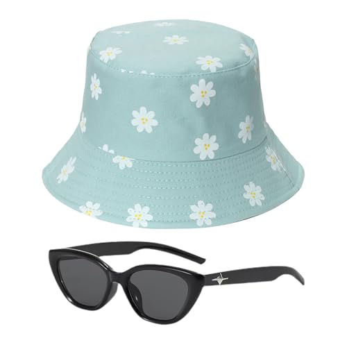 CHSZSH 1 Geblümter Fischerhut, 1 Sonnenbrille, Bedruckter Flacher Fischerhut, Kunstvoller Fischerhut, Wendbarer Fischerhut, Faltbarer Strandhut, Sonnenschutzset CHSZSH 1 Geblümter Fischerhut, 1 Sonnenbrille, Bedruckter Flacher Fischerhut, Kunstvoller Fischerhut, Wendbarer Fischerhut, Faltbarer Strandhut, Sonnenschutzset von CHSZSH