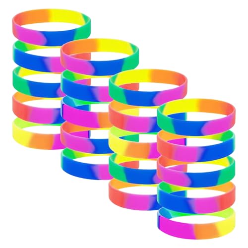 CHSZSH 20 Stück Regenbogen-Armbänder, Dekorative Silikon-Armbänder, Party-Accessoires, Regenbogen-Armband-Geschenke von COXZD