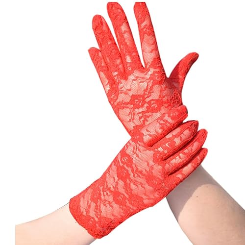 CHTME Damen Handschuhe Spitze 1 Paar Vintage Kurze Fäustlinge aus Spitze Netzhandschuhe Hochzeitshandschuhe Abendhandschuhe für Hochzeit Partykleid Perform Handschuhe Fischnetz Handschuhe von CHTME
