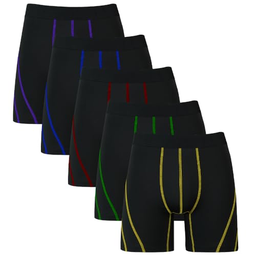 CHUAKIN Herren Boxershorts 5er Pack Elastisch Sport Funktionsunterwäsche Männer mit Eingriff Schnell Trocknende von CHUAKIN
