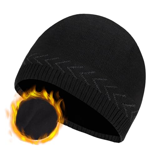 Oversize XXL Herren Beanie Mütze für große Köpfe 59,9 cm - 65 cm, große Winter Warm Knit Skull Cap Gerippte Strumpfmütze Rodelmütze, Schwarz , 62 von CHUANGLI