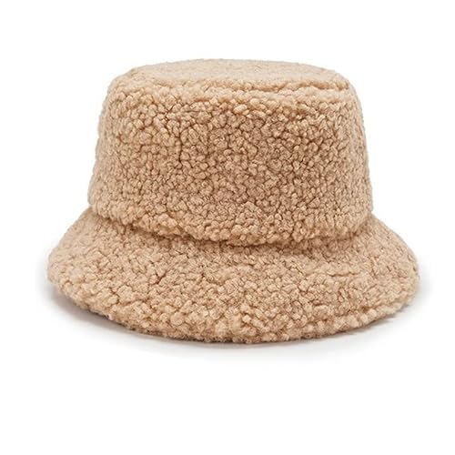 CHUANGOU Damen Fischerhut Winter Warme Eimer Hut für Mädchen Flauschige Bucket Hat (Kamel) von CHUANGOU