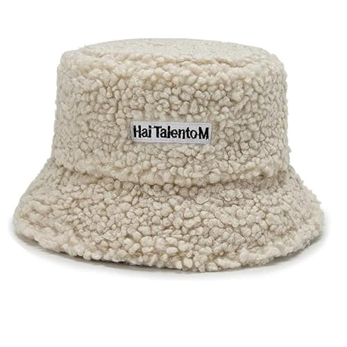 CHUANGOU Damen Fischerhut Winter Warme Eimer Hut für Mädchen Flauschige Bucket Hat (Weiß) von CHUANGOU