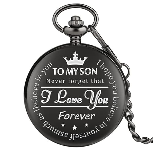 Taschenuhr -von einem Vater/Einer Mutter zu einem Sohn Geschenk Quarz Taschenuhr,Schwarz von CHUANGOU