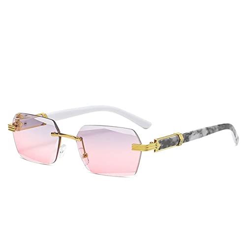 CHUANTEN New 2025 Sonnenbrille Vintage Rimless Sunglasses Women Sun Glasses Men Shades Gradient Square Eyewear Male UV400(C7 Gradient Pink) von CHUANTEN