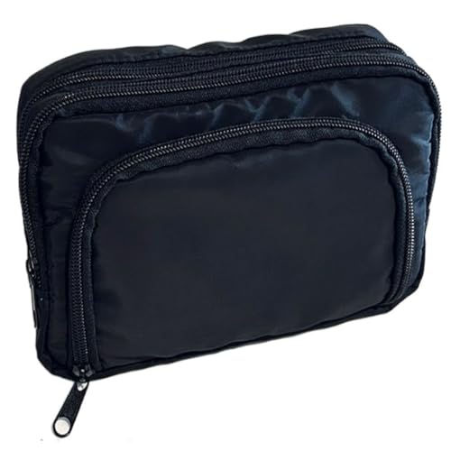 CHUANYAO Pencil Case Mehrschichtige Bleistifttasche, Einfache Multifunktionale Schreibwarenbox, Bleistiftbox Mit Großer Kapazität for Studentinnen FedermäPpchen (Color : Black, Size : A) von CHUANYAO