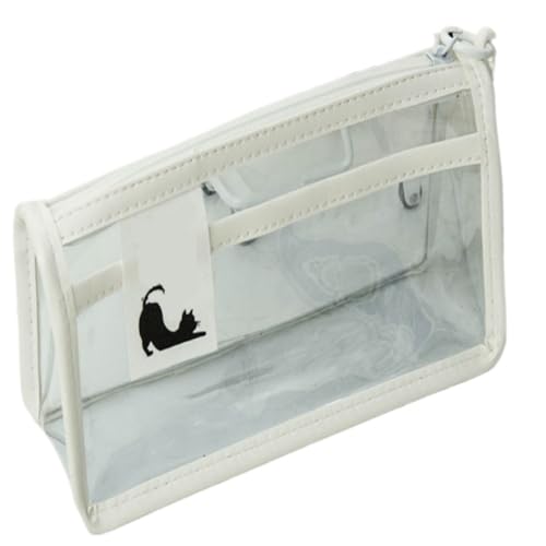 CHUANYAO Pencil Case Transparente Große Dreieckige Bleistifttasche Mit Großem Fassungsvermögen for Schülerbriefpapier, Einfache Kosmetiktasche for Mädchen FedermäPpchen (Color : Clear, Size : A) von CHUANYAO