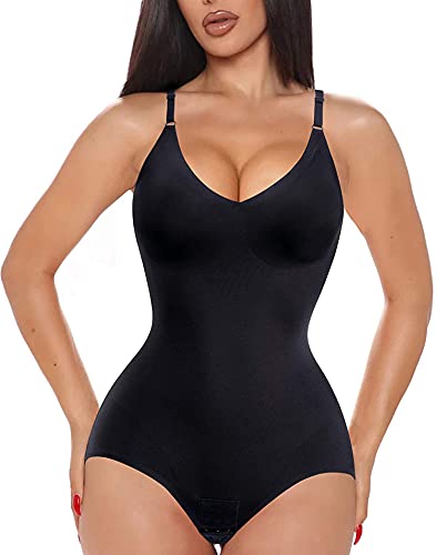 CHUMIAN Damen Shapewear Fajas Colombianas Waist Trainer Bodysuit Miederslip Postnatal Erholung Bauch Weg Taillenformer Figurformender Body Shaper (L, Schwarz) von CHUMIAN