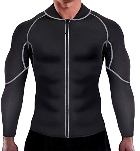 CHUMIAN Sauna-Sauna Herren Neopren Fitness Langarmshirt für Sauna Sudore Tanktop Body Shaper M Schwarz von CHUMIAN