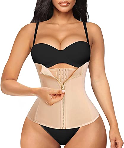 CHUMIAN Unterbrust Korsage Damen Taillenformer Waist Trainer Gürtel Korsett Bauch Body Shaper Corsage Bauchweggürtel für Gewichtsverlust (L, Beige) von CHUMIAN