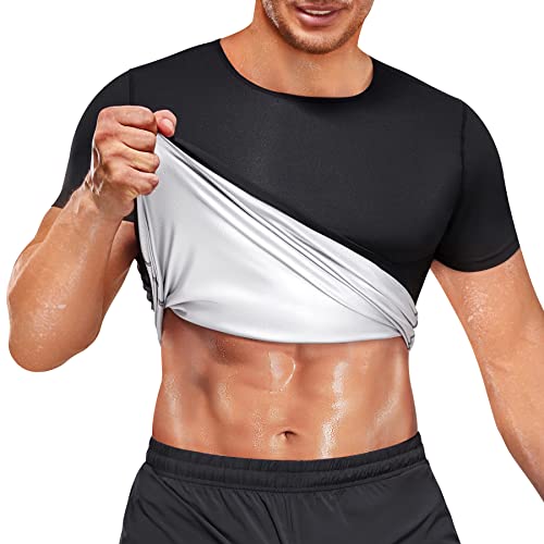 Herren Abnehmen Weste Schweiß Sauna Effekt Thermo Sauna Shirt Shaper Tank Top Fitness Shirt Schwitzweste (Schwarz, 3XL) von CHUMIAN