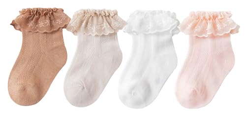 CHUNG Baby Kleinkind Mädchen Rüschen Spitzenbesatz Prinzessin Knöchelsocken Baumwolle Mesh Crew Socken Rüschen Pack, 4 Stück Netz-Spitze, 1-3 Jahre CHUNG Baby Kleinkind Mädchen Rüschen Spitzenbesatz Prinzessin Knöchelsocken Baumwolle Mesh Crew Socken Rüschen Pack, 4 Stück Netz-Spitze, 1-3 Jahre von CHUNG