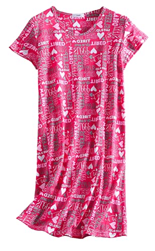 CHUNG Damen Nachthemden Kurzarm Nachtkleid Schlafhemd Sommer Schlafshirt Kurzarmshirt Baumwolle Nachtwäsche Mit Sterne Animals RoseDream, XL von CHUNG