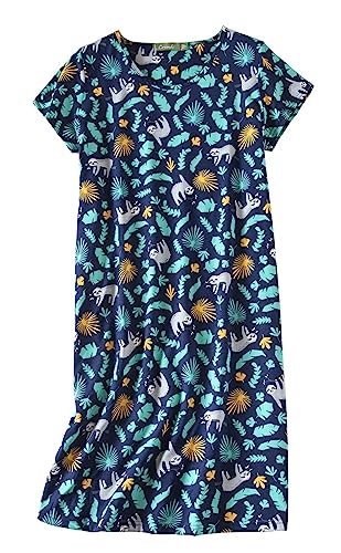 CHUNG Damen Nachthemden Kurzarm Nachtkleid Schlafhemd Sommer Schlafshirt Kurzarmshirt Baumwolle Nachtwäsche Mit Sterne Animals LittleSloth, XL von CHUNG