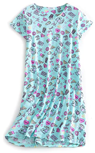 CHUNG Damen Nachthemden Kurzarm Nachtkleid Schlafhemd Sommer Schlafshirt Kurzarmshirt Baumwolle Nachtwäsche Mit Sterne Animals Snacks, L von CHUNG