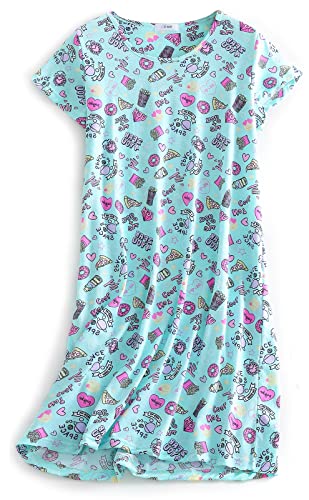 CHUNG Damen Nachthemden Kurzarm Nachtkleid Schlafhemd Sommer Schlafshirt Kurzarmshirt Baumwolle Nachtwäsche Mit Sterne Animals Snacks, S von CHUNG