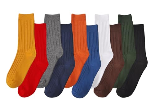 CHUNG Herren unisex 10pack neuheit/einfarbig kleid-socken baumwolle bunte muster modisch lustige casual crew socken, massiv einheitsgröße einfarbig von CHUNG