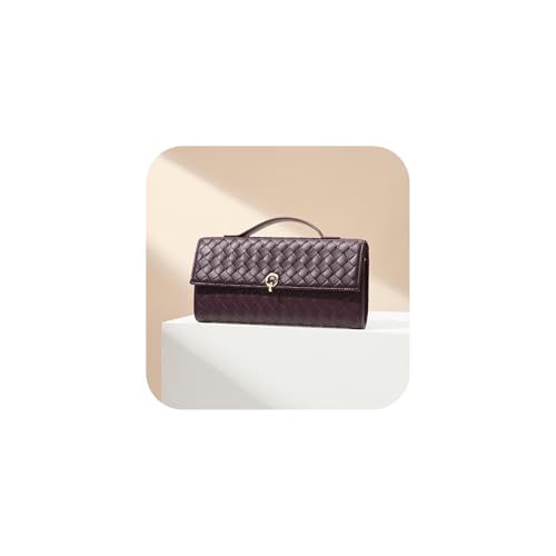 CHUNLI Elegante gewebte Clutch-Geldbörse für Damen, Designer-Crossbody-Tasche mit Tragegriff oben, formelle Abend-Handtasche aus PU-Leder, Schokolade von CHUNLI