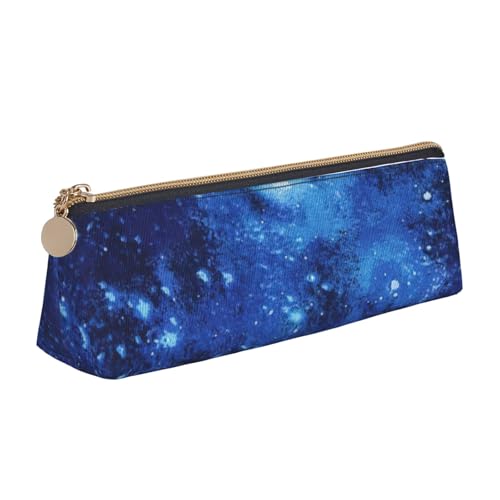 CHUNMINW Blue Universe Space Galaxy Print Minimalistisches Dreieckiges Leder-Federmäppchen Kosmetik-Organizer mit Volldruck für Reisen Arbeit von CHUNMINW