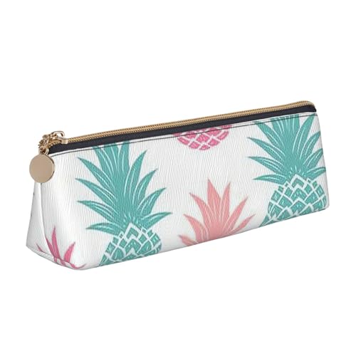 CHUNMINW Federmäppchen aus Leder mit farbigem Ananas-Druck, minimalistisch, dreieckig, Kosmetik-Organizer mit Volldruck, für Reisen, Arbeit, Weiß, One Size, Stilvoll CHUNMINW Federmäppchen aus Leder mit farbigem Ananas-Druck, minimalistisch, dreieckig, Kosmetik-Organizer mit Volldruck, für Reisen, Arbeit, Weiß, One Size, Stilvoll von CHUNMINW