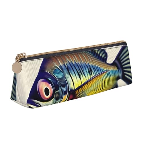 CHUNMINW Federmäppchen aus Leder mit gelbem Fischmotiv, minimalistisch, dreieckig, Kosmetik-Organizer mit Volldruck, für Reisen, Arbeit CHUNMINW Federmäppchen aus Leder mit gelbem Fischmotiv, minimalistisch, dreieckig, Kosmetik-Organizer mit Volldruck, für Reisen, Arbeit von CHUNMINW
